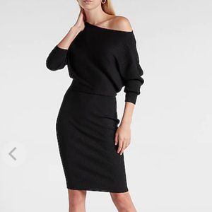 NWT Black Off The Shoulder Midi Sweater Dress